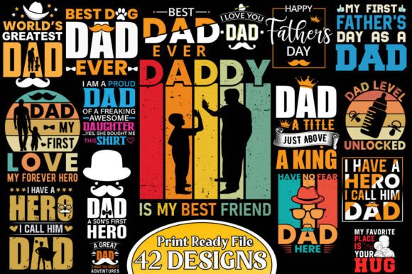 42 Fathers Day Sublimation Bundle Unique and T-Shirt Designs