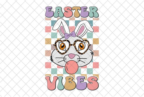 Cute Bunny Checkered, Easter Vibes PNG