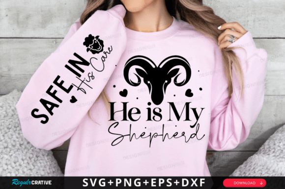 He is My Shepherd Sleeve Svg Design for T-Shirt Designs