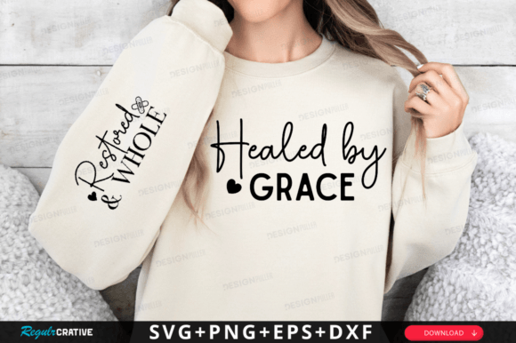 Healed by Grace Sleeve Svg Design for T-Shirt Designs