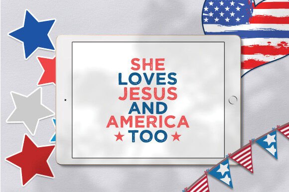 She Loves Jesus and Merica Too 4th July T-Shirt Designs